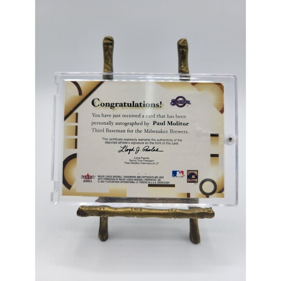 2001 Fleer Greats of the Game - Paul Molitor - Autograph- Milwaukee Brewers